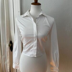 Kendall and Kylie Open Back White Button Down Blouse Size Small